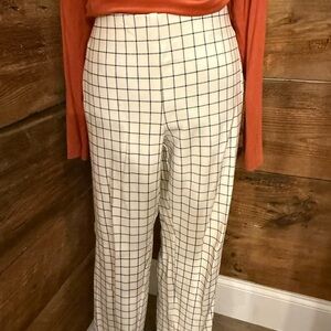 Chico's Cream and Black Checkered Trousers